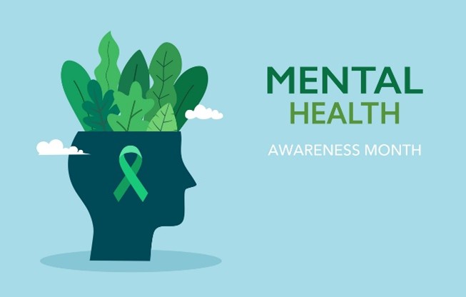 A logo for a mental health awareness monthAI-generated content may be incorrect.